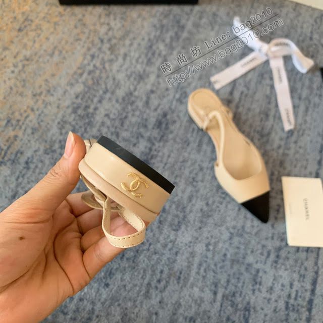 Chanel女鞋 香奈兒2020Cruise新款 小香單鞋 Chanel羊皮後空涼鞋  naq1123